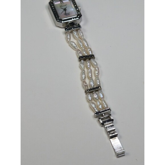 Lucoral Diamond Quartz Ladies Watch Mother of Pearl Dial Triple Pearl Strand 6\